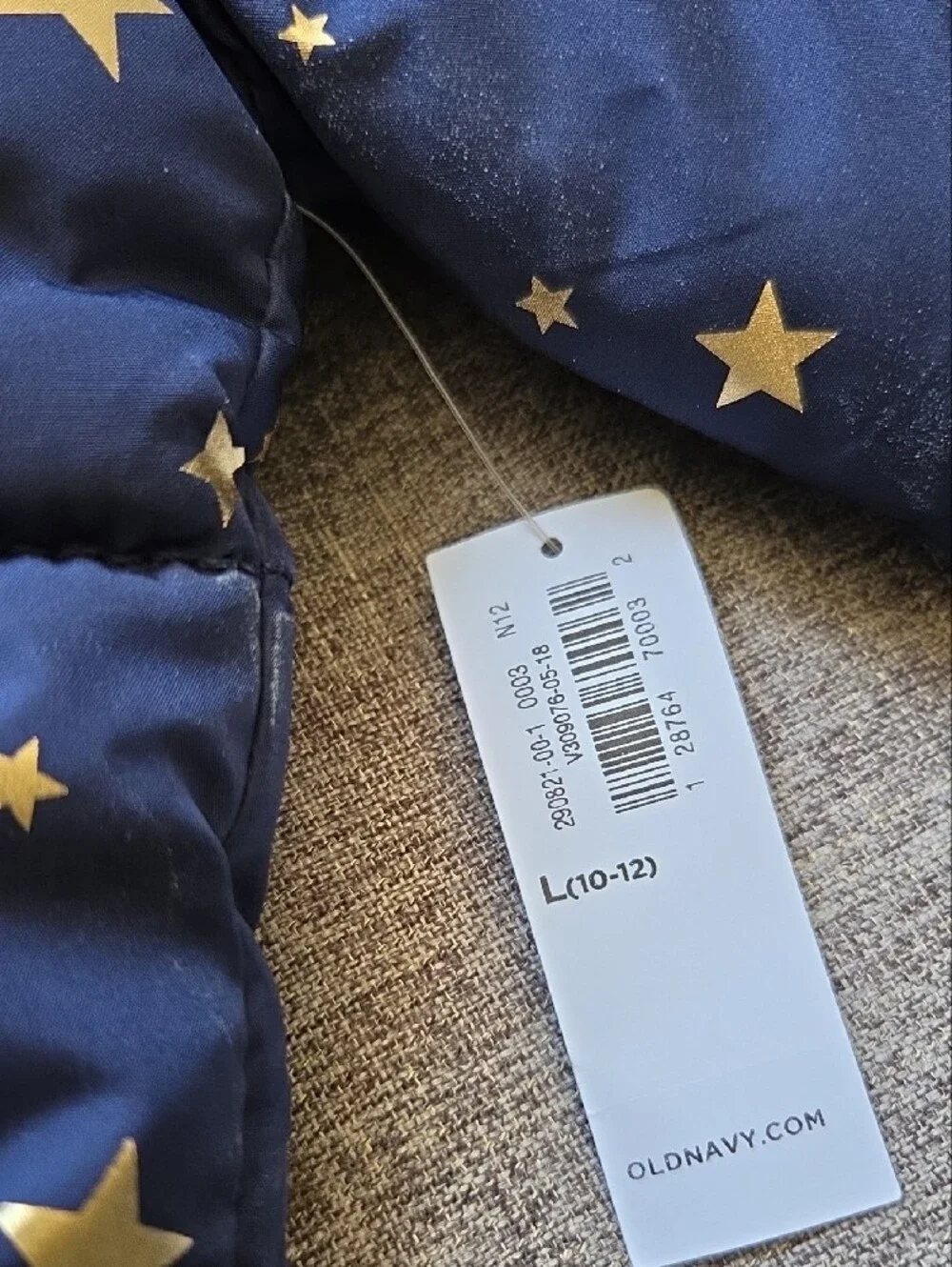 Old Navy Navy Puffer Jacket with Gold Star Print